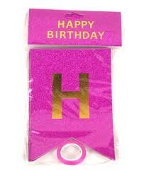 Happy Birthday  Banner – Pink & Gold Party Decoration Set